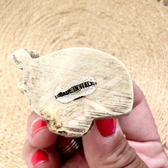 Vintage Hand Carved Perched Owl on Limb Figurine 2.25" Made Italy Shelf Sitter - Picture 4 of 8